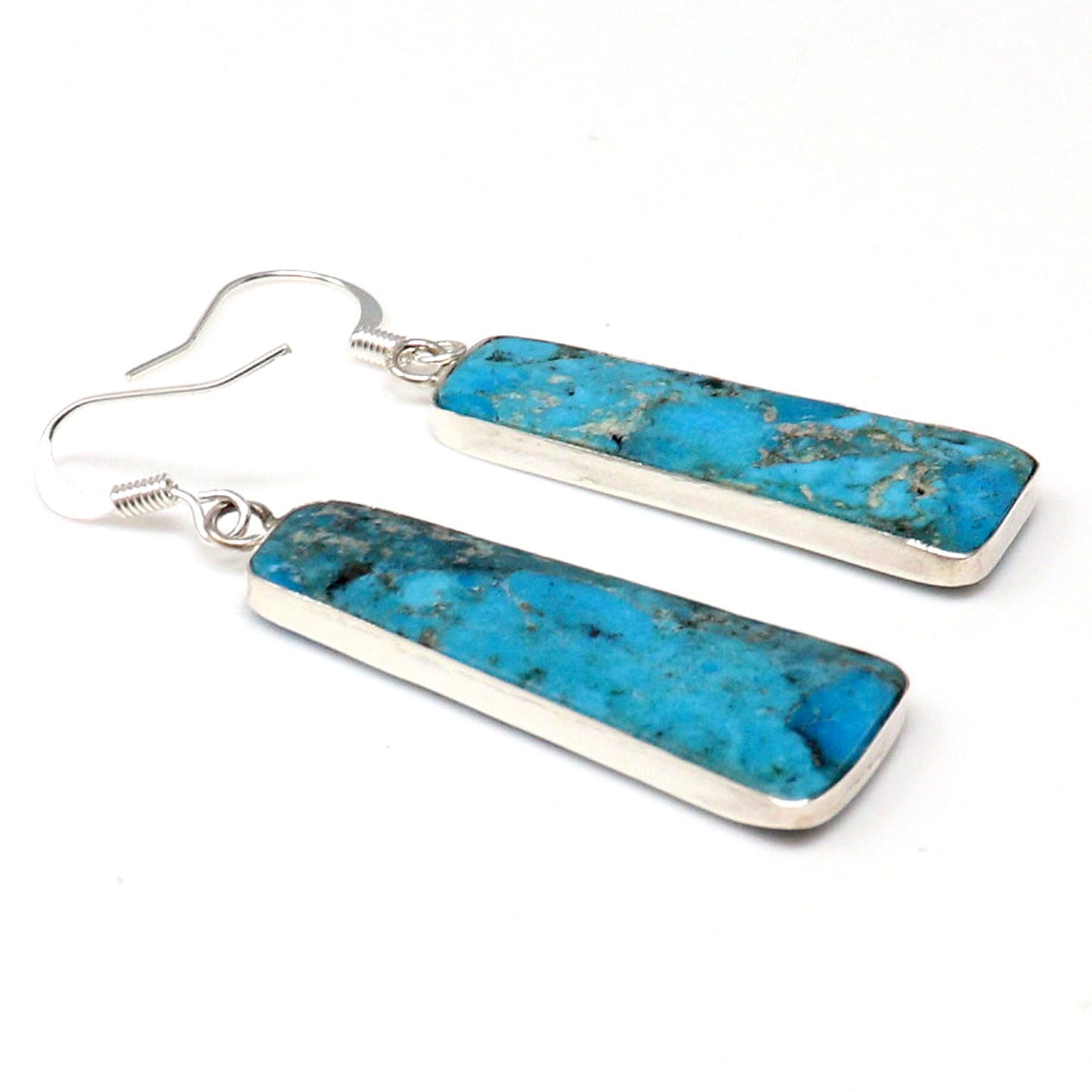 Turquoise Slab Earrings by Pueblo Artist Veronica Tortalita