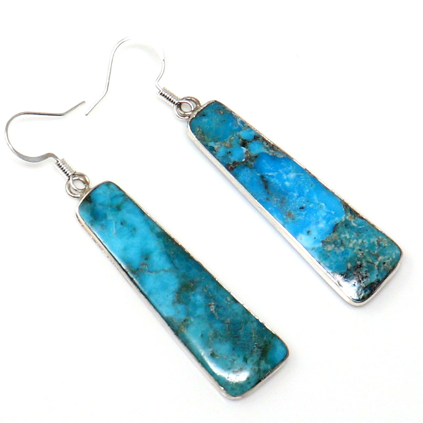 Turquoise Slab Earrings by Pueblo Artist Veronica Tortalita