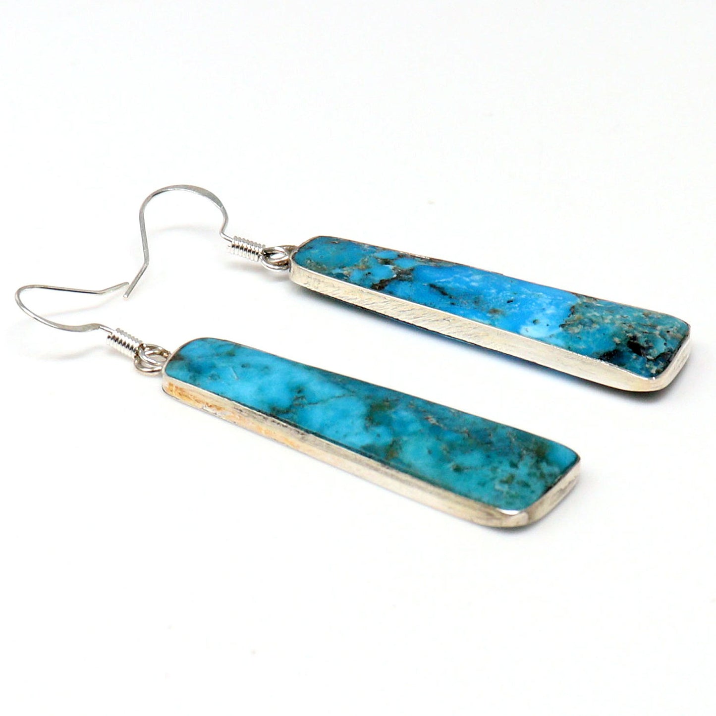 Turquoise Slab Earrings by Pueblo Artist Veronica Tortalita