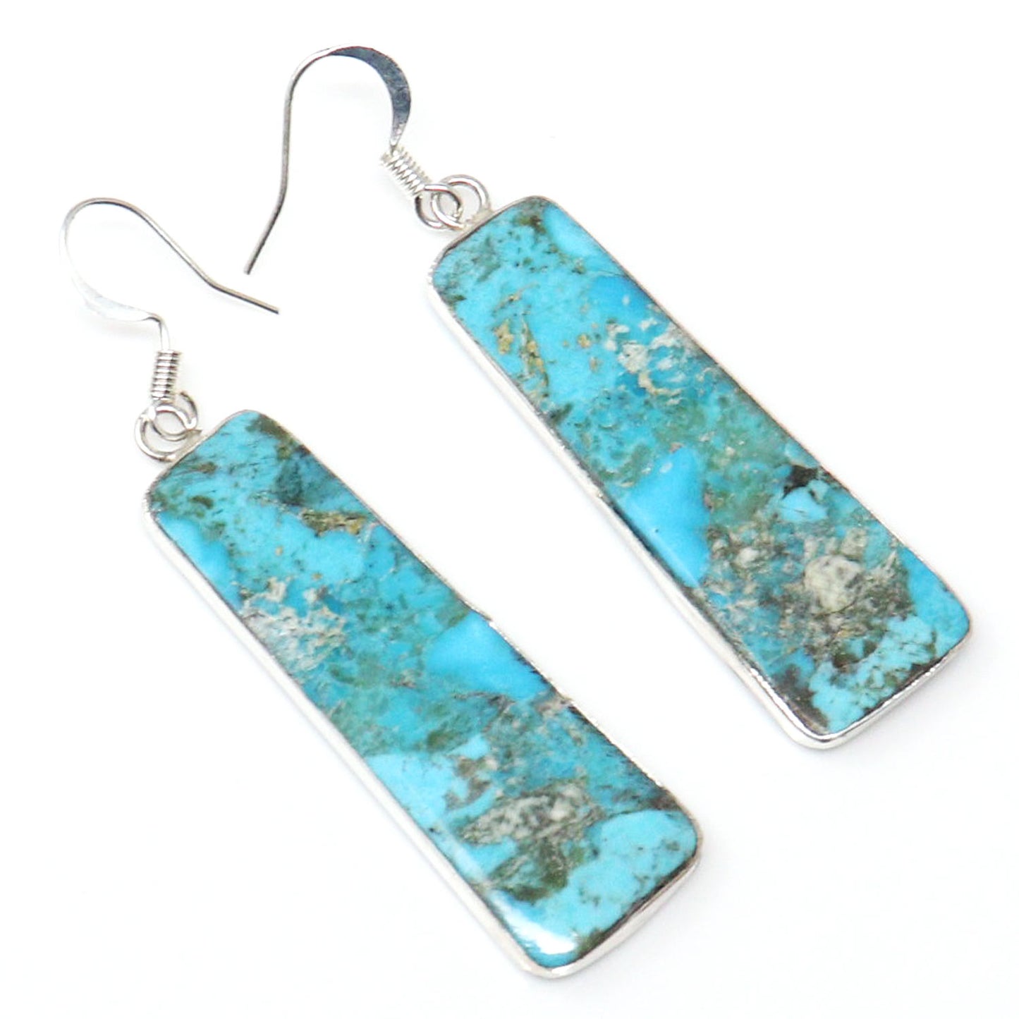Turquoise Slab Earrings by Pueblo Artist Veronica Tortalita
