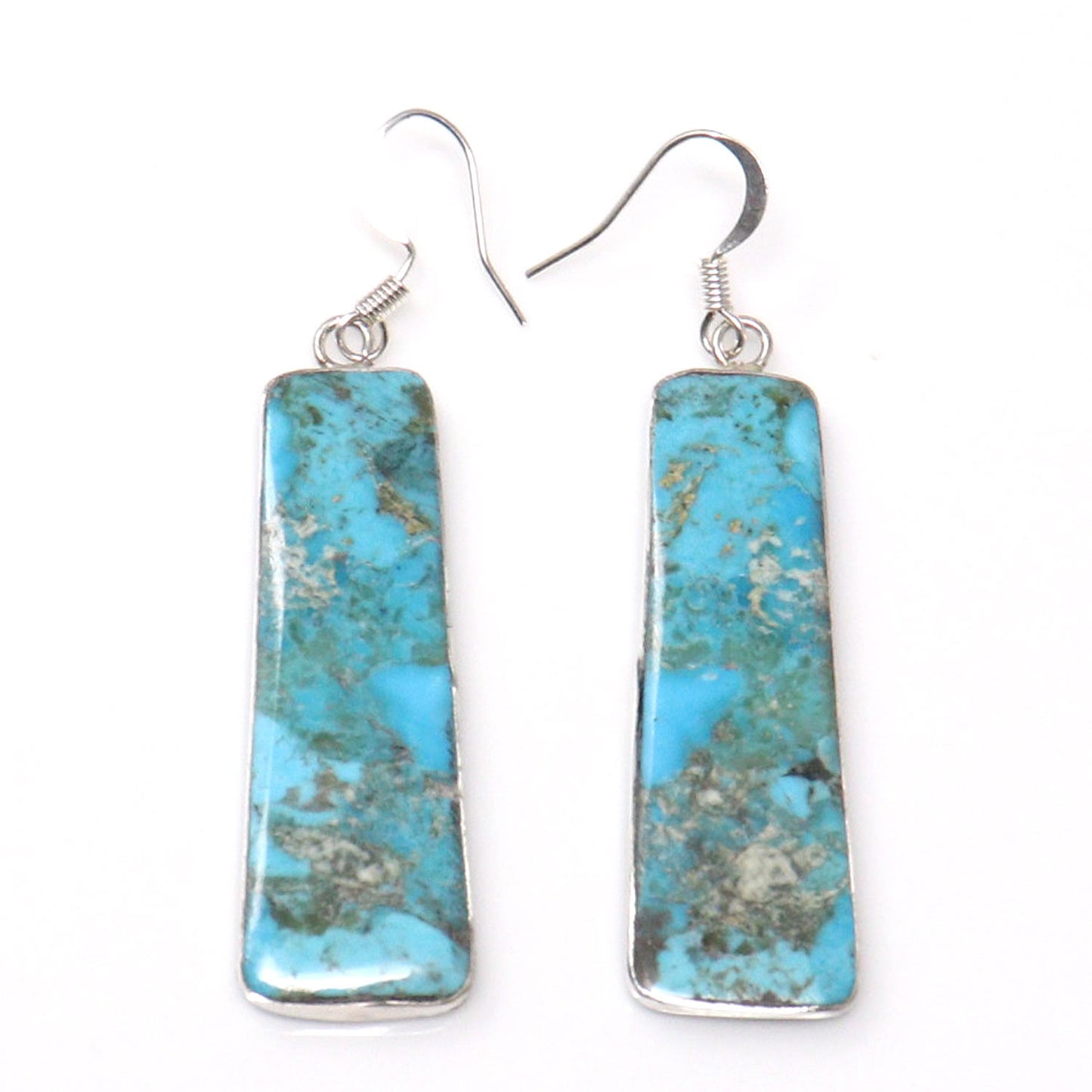 Turquoise Slab Earrings by Pueblo Artist Veronica Tortalita