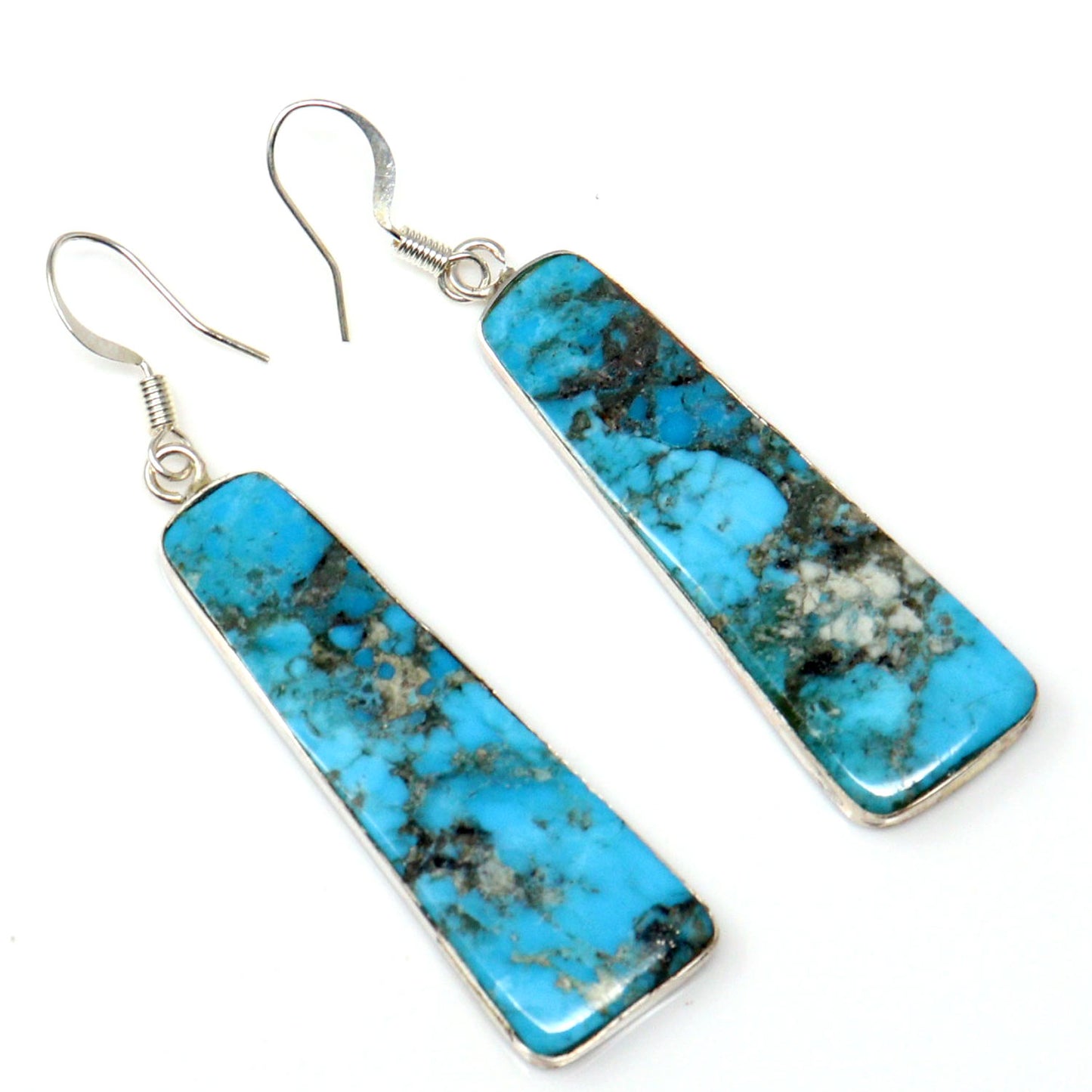Turquoise Slab Earrings by Pueblo Artist Veronica Tortalita