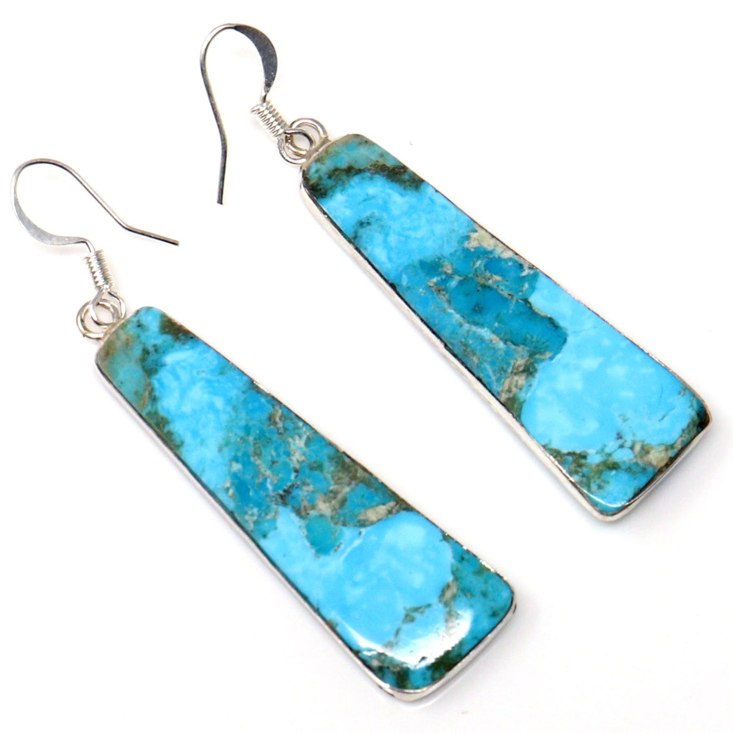 Turquoise Slab Earrings by Pueblo Artist Veronica Tortalita