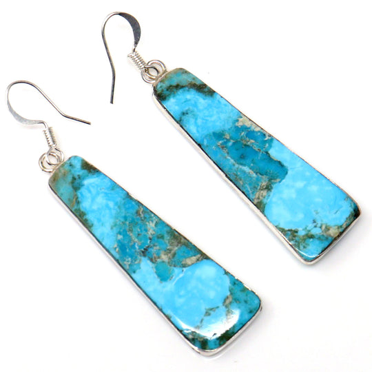 Turquoise Slab Earrings by Pueblo Artist Veronica Tortalita