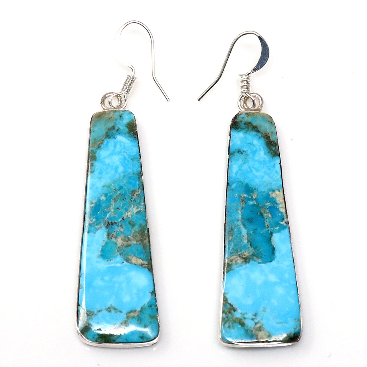 Turquoise Slab Earrings by Pueblo Artist Veronica Tortalita