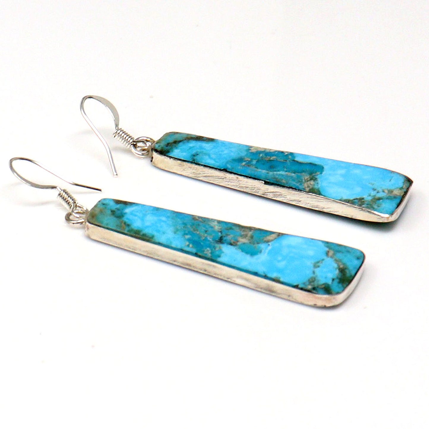 Turquoise Slab Earrings by Pueblo Artist Veronica Tortalita