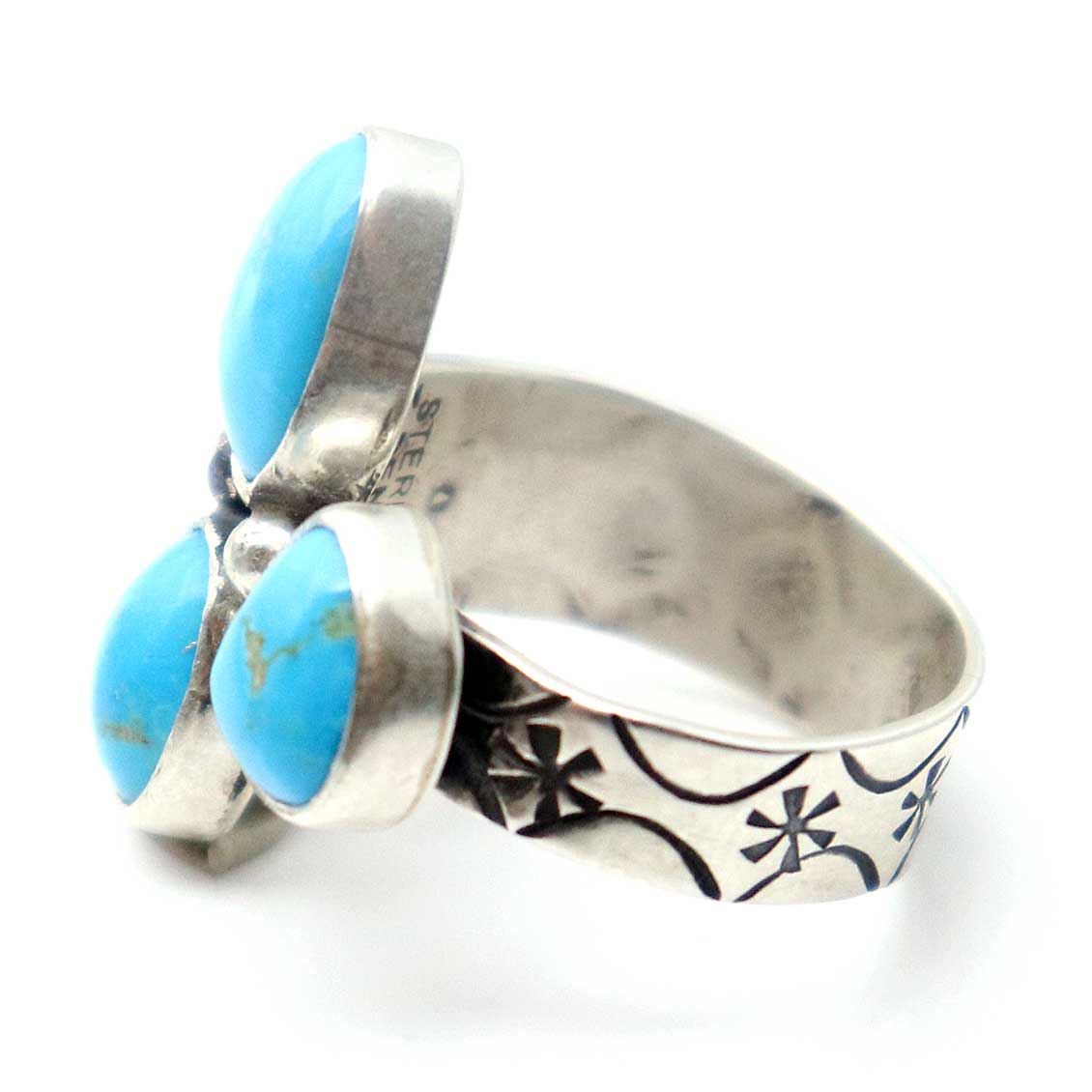 Load image into Gallery viewer, Adjustable Ring With Kingman Turquoise Setting By Navaho Artist T Benally
