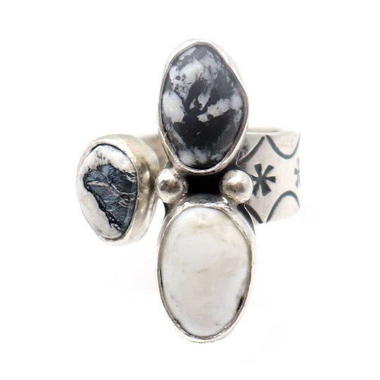 Ring With White Buffalo Turquoise Setting By Navaho Artist T Benally