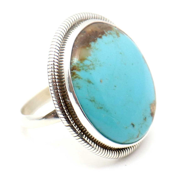 Turquoise & Sterling Silver Ring By Navaho Artist T Benally