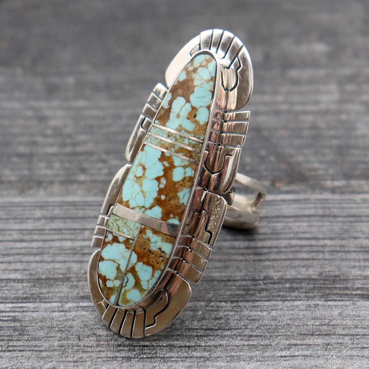 Adjustable Silver Ring With Number 8 Turquoise by