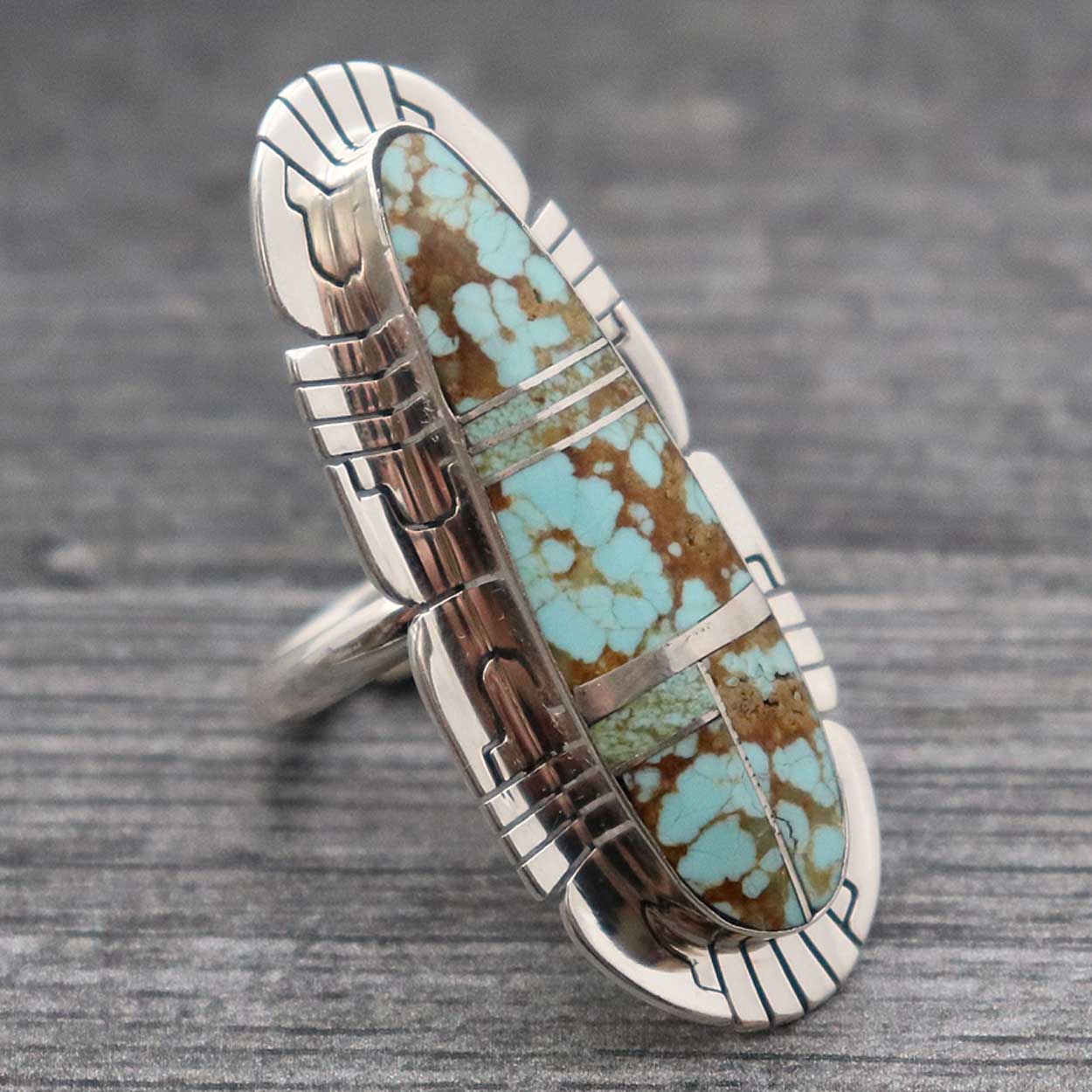 Adjustable Silver Ring With Number 8 Turquoise by