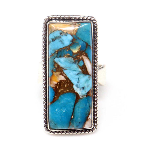 Hada Collection Silver Ring With Spiny Turquoise