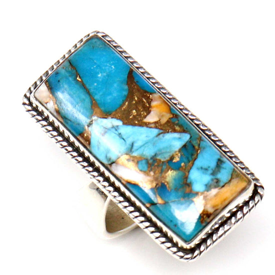 Hada Collection Silver Ring With Spiny Turquoise