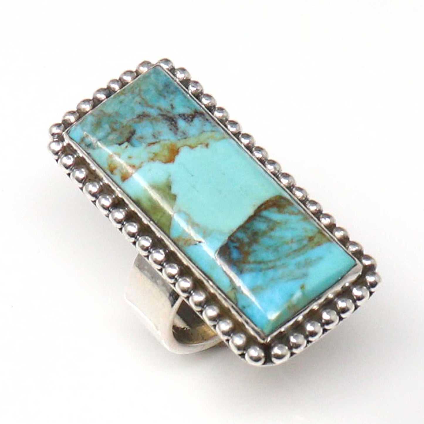 Hada Collection Adjustable Sterling Silver Ring With Kingman Turquoise