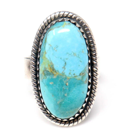 Adjustable Sterling Silver Ring Featuring Kingman Turquoise