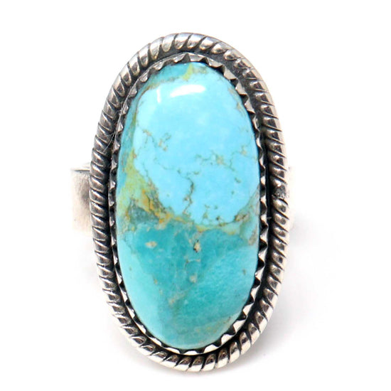 Adjustable Sterling Silver Ring Featuring Kingman Turquoise