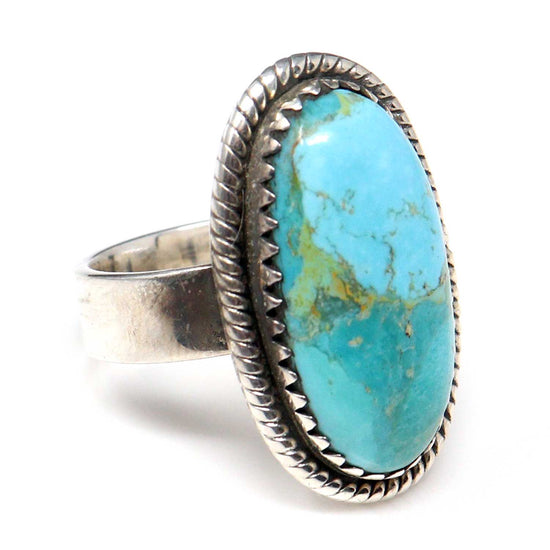 Adjustable Sterling Silver Ring Featuring Kingman Turquoise