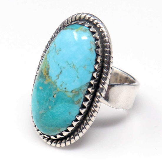 Adjustable Sterling Silver Ring Featuring Kingman Turquoise