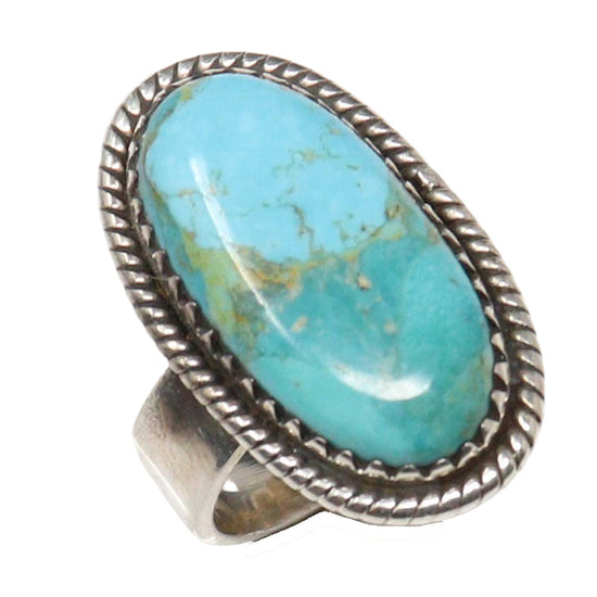 Adjustable Sterling Silver Ring Featuring Kingman Turquoise