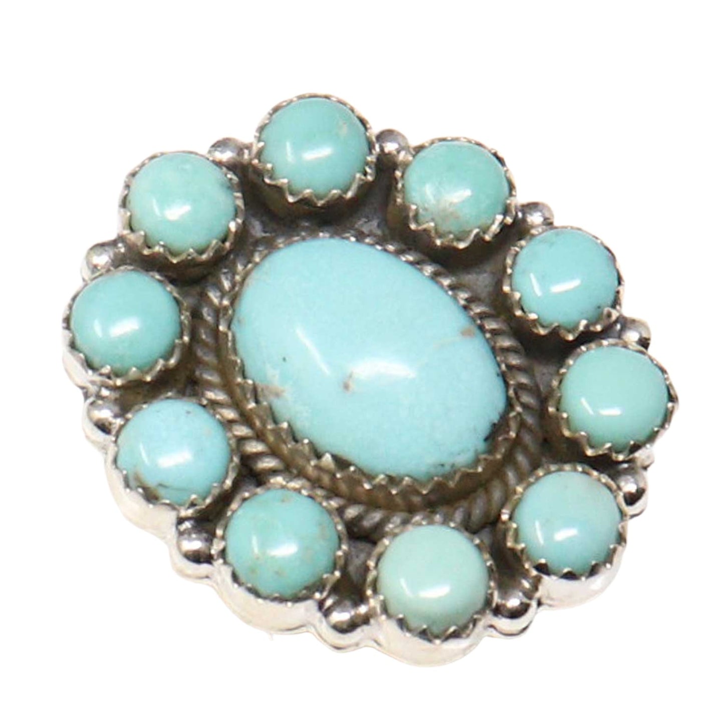 Kingman Turquoise Adjustable Silver Cluster Ring