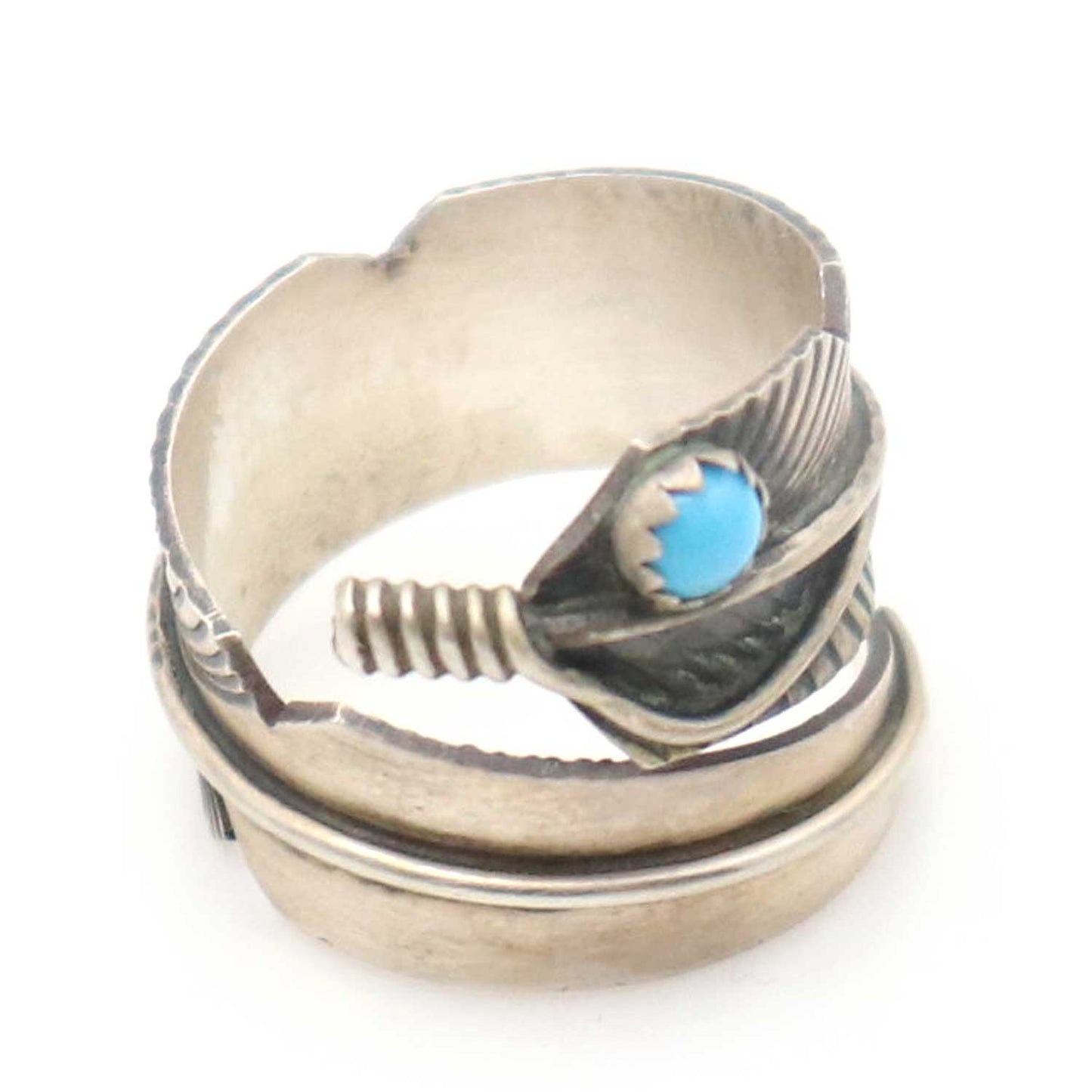 Load image into Gallery viewer, Adjustable Turquoise &amp;amp; Silver Feather Ring By Chris Charlie
