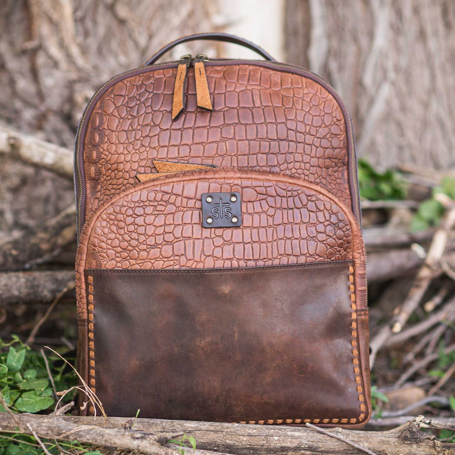 STS Ranchwear Catalina Croc Mini Backpack in Brown