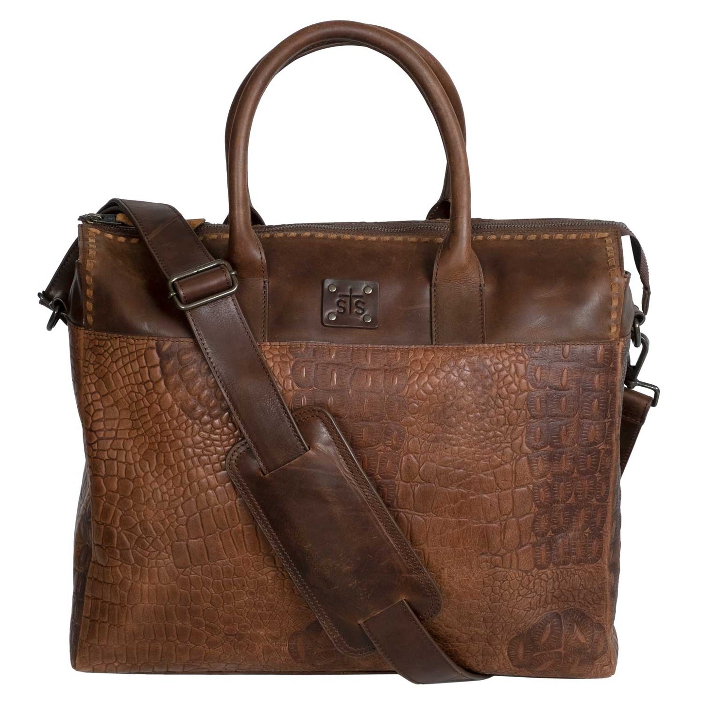 Catalina Croc Embossed Leather Laptop Tote