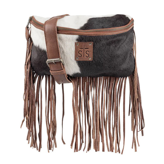 STS Ranchwear Womens Indie Cowhide Hildy Fringe Brown Leather Sling Bag