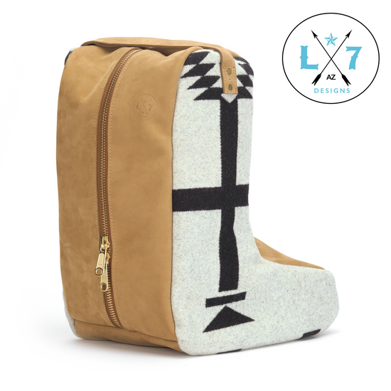 Los Ojos White Leather Boot Bag