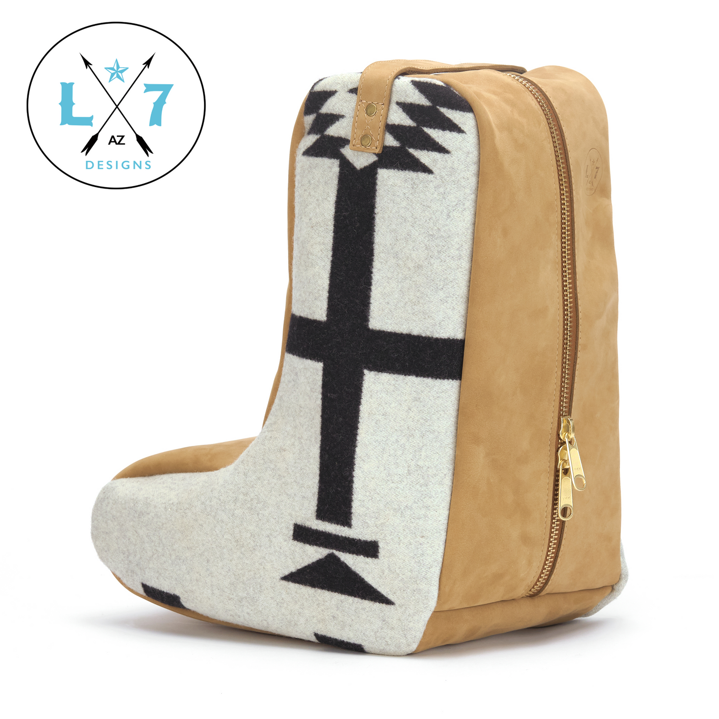 Los Ojos White Leather Boot Bag