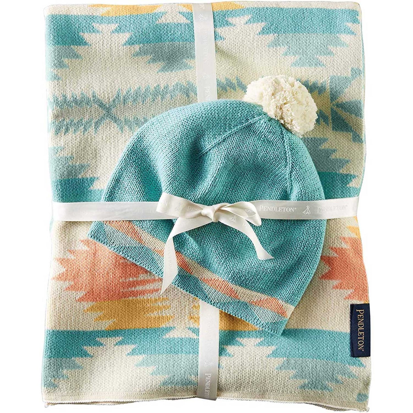 Pendleton Knit Baby Blanket with Beanie, Falcon Cove
