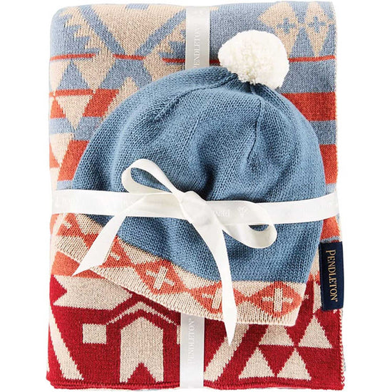 Load image into Gallery viewer, Pendleton Knit Baby Blanket with Beanie, Canyonlands Desert Sky
