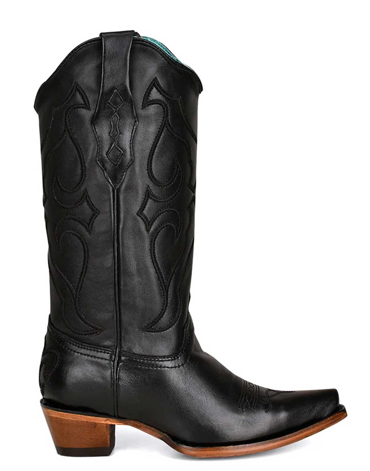 Corral Boots - Ladies Black Embroidery Snip Toe Cowgirl Boot