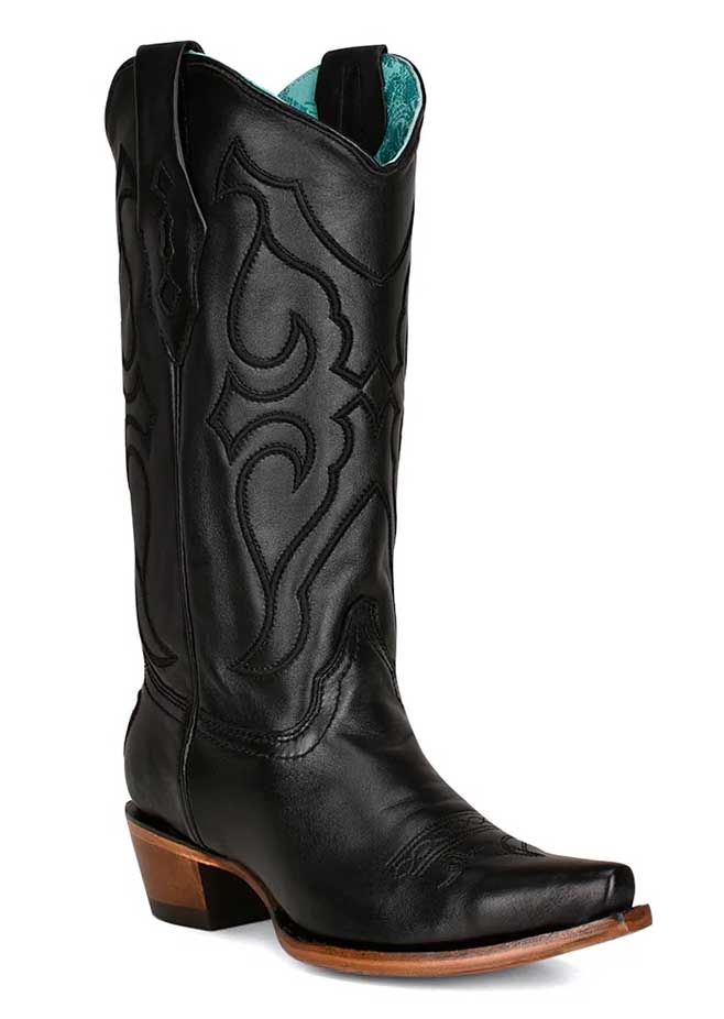Corral Boots - Ladies Black Embroidery Snip Toe Cowgirl Boot