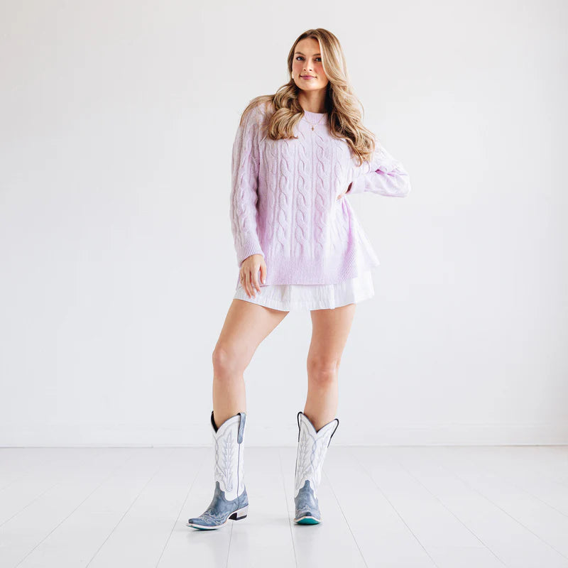 Women's Washed Denim & Matte White  Lexington Boot by Lane Boots