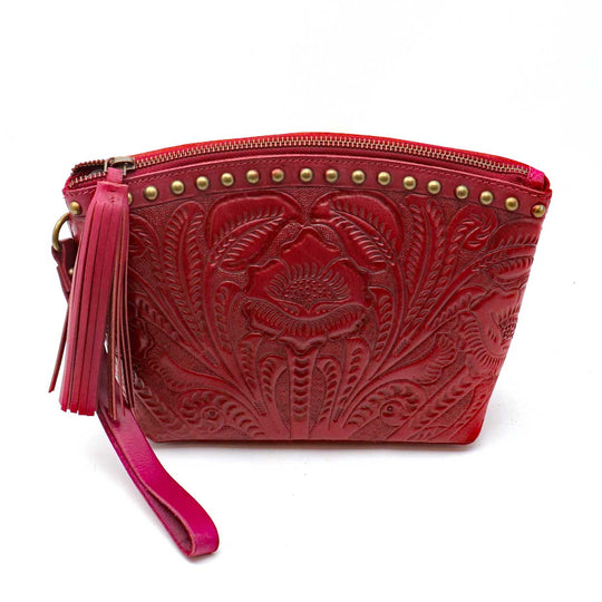 Belle Flour Wristlet Pouch- Red