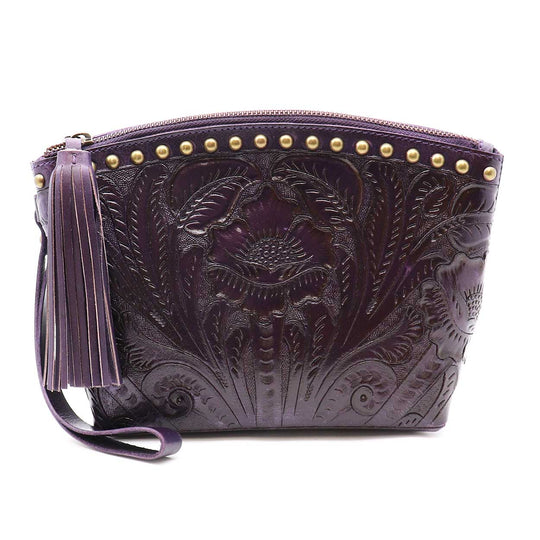 Belle Flour Wristlet Pouch-Purple
