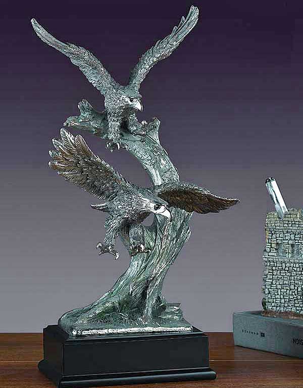 Load image into Gallery viewer, 13.5&amp;quot; Two Pewter Eagles
