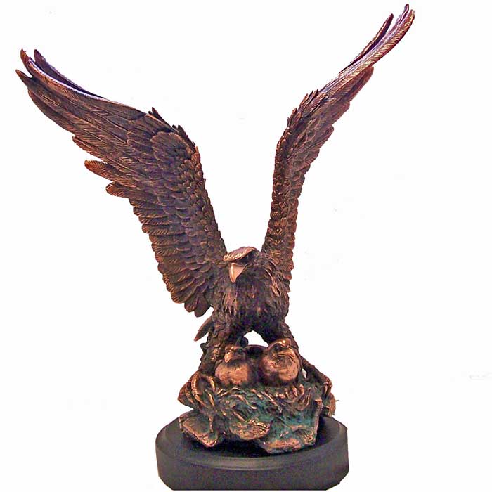 Load image into Gallery viewer, 20&amp;quot; Bronze Bald Eagle &amp;amp; 2 Eaglets Statue

