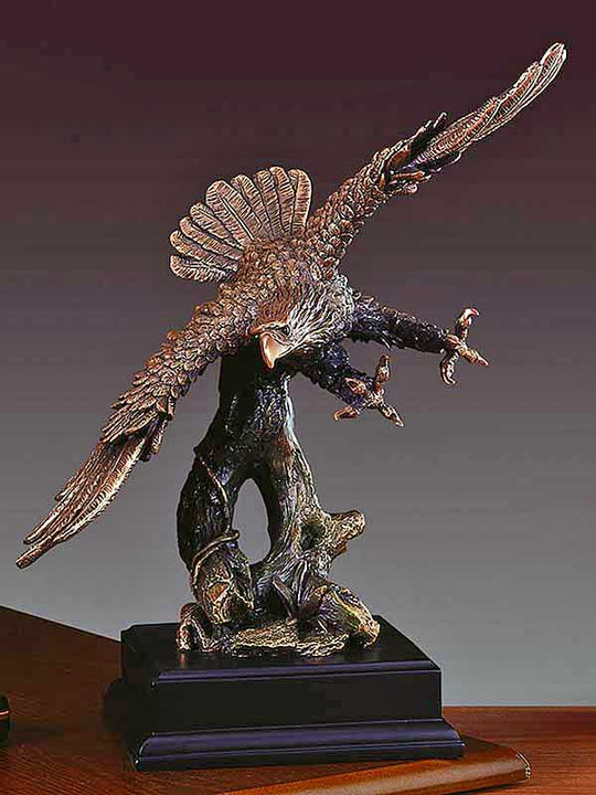 14" Bronze Eagle  Sculpture - Eagle in Flight