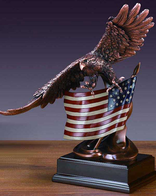 Eagle Perched above the American Flag