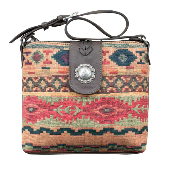 Load image into Gallery viewer, Hand Woven Santa Fe Tapestry Zip Top Shoulder Bag

