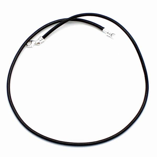 18" 3MM Black Leather Cord with Removable Silver End Cap