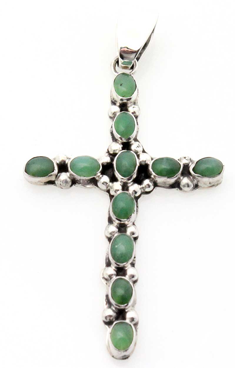Load image into Gallery viewer, Sterling Silver Cross Pendant with Fiber Optic Stone
