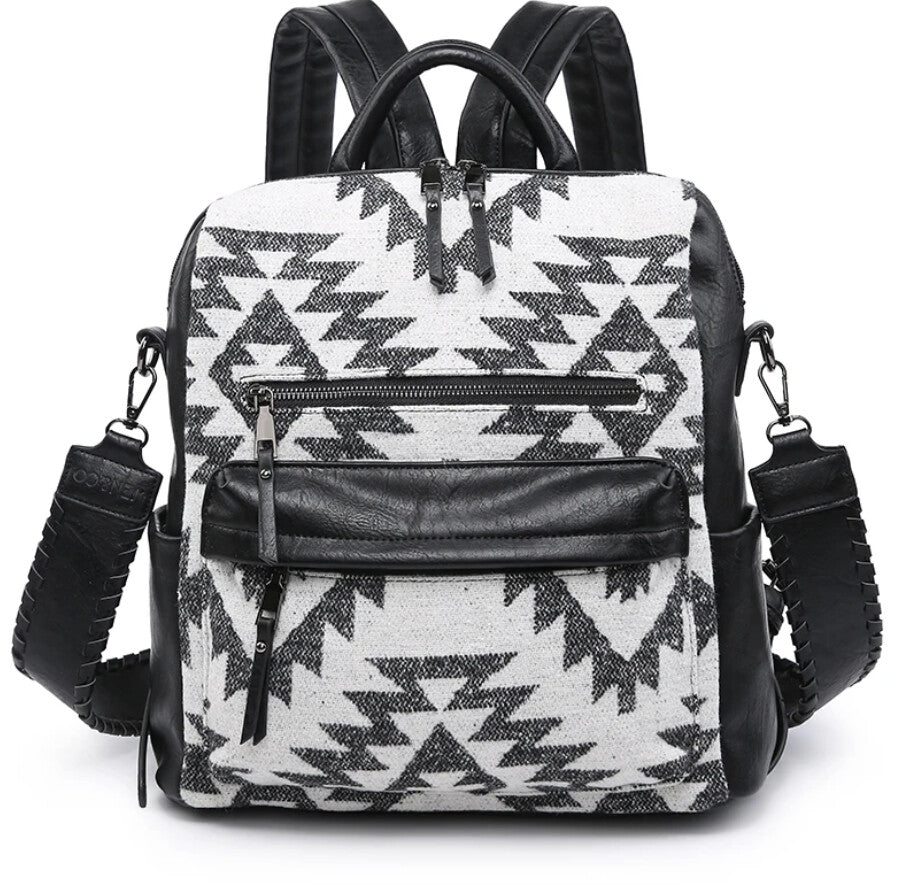 Amelia Aztec Convertible Backpack w/ Guitar Strap Black  display picture 3