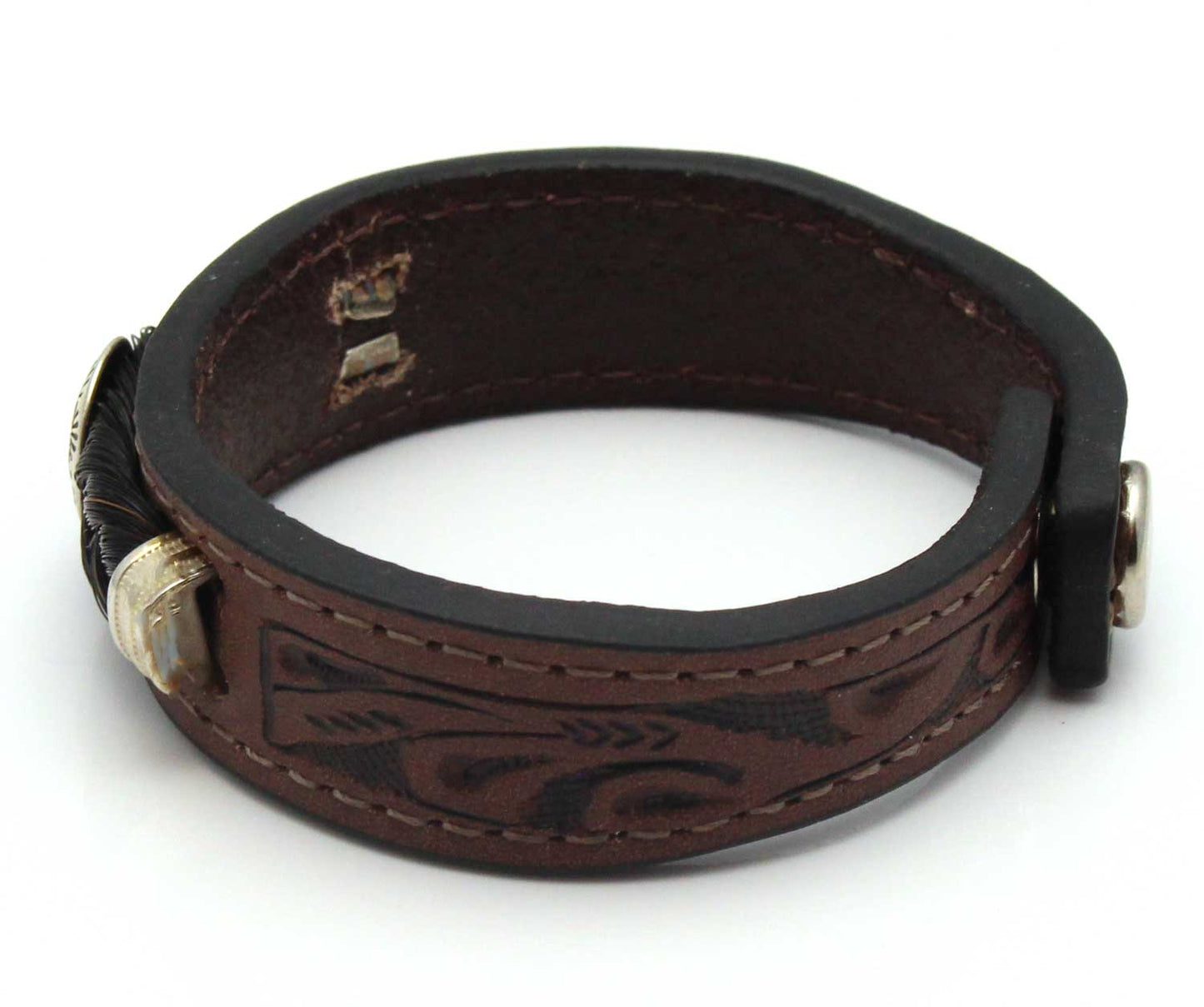 Black Horse Hair Bracelet with Rosette Conchos