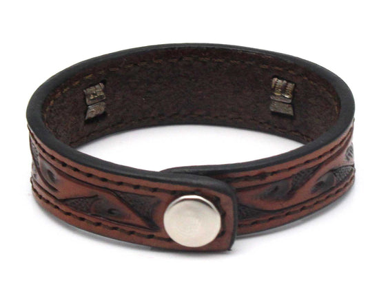 Load image into Gallery viewer, Hand Tooled Bracelet with Black Horse Hair
