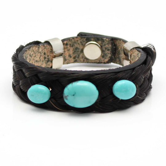 Black Braided Horse Hair Bracelet With Turquoise