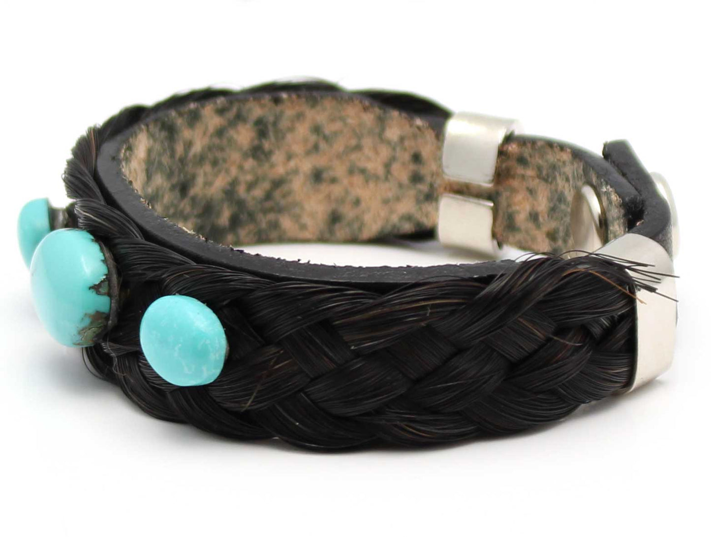 Load image into Gallery viewer, Black Braided Horse Hair Bracelet With Turquoise
