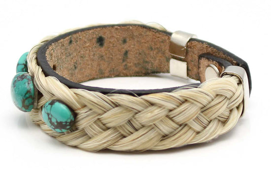 Grey Braided Horse Hair Bracelet With Turquoise